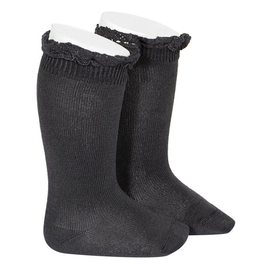 Accessories condor | Condor Knee Socks Anthracite Girls (2.409/2 Col. 257) - Junior Steps