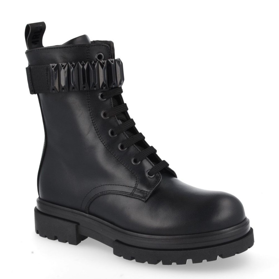 Children'S Shoes For Meisjes andrea morelli | Andrea Morelli Lace-Up Boots Black Girls (51429) - Junior Steps