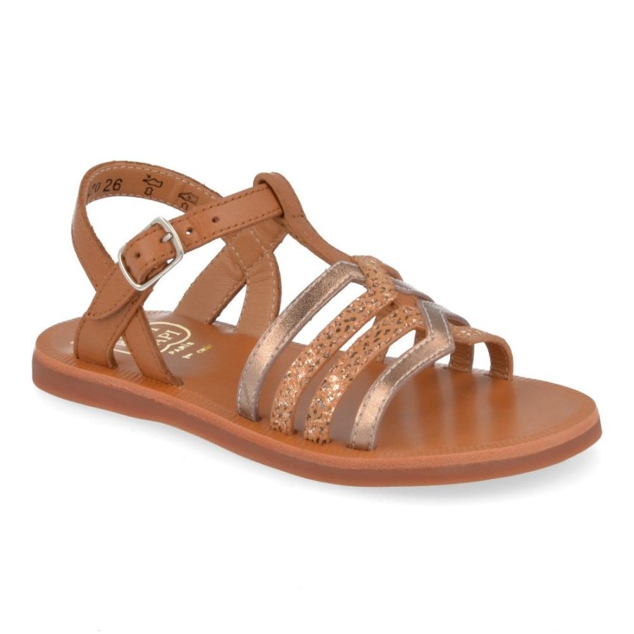 Children'S Shoes For Meisjes pom d'api | Pom D'Api Sandals Cognac Girls (Plagette Salome Tek) - Junior Steps