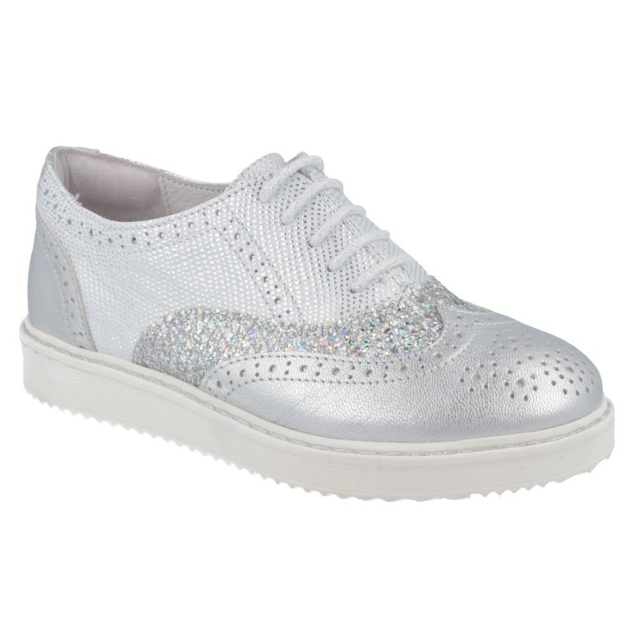 Children'S Shoes For Meisjes Terre bleue | Terre Bleue Lace Shoe Silver Girls (Tb531) - Junior Steps