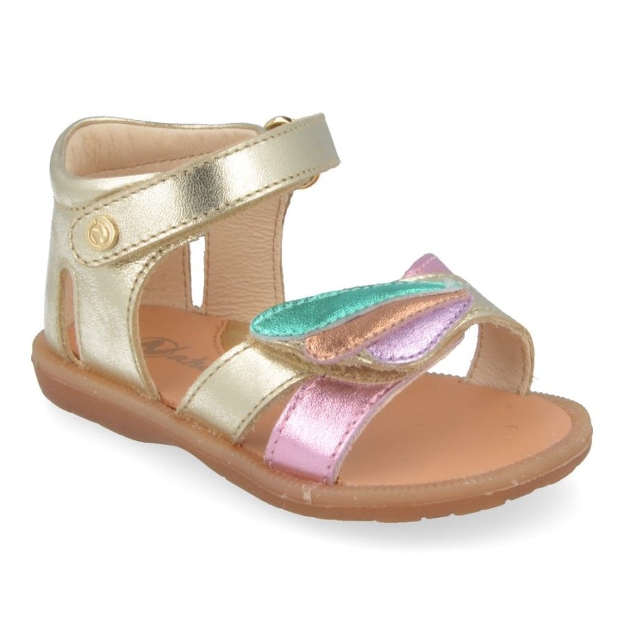 Children'S Shoes For Meisjes Naturino | Naturino Sandals Gold Girls (Fringe) - Junior Steps