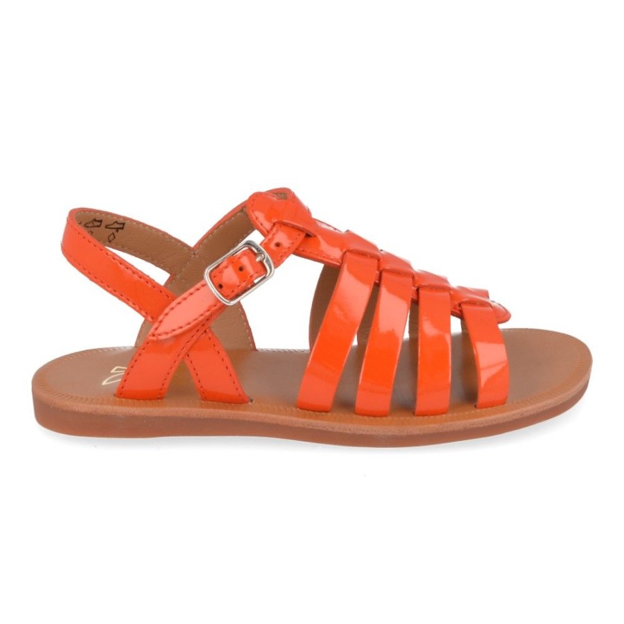 Children'S Shoes For Meisjes collonil | Pom D'Api Sandals Orange Girls (Plagette Strap) - Junior Steps